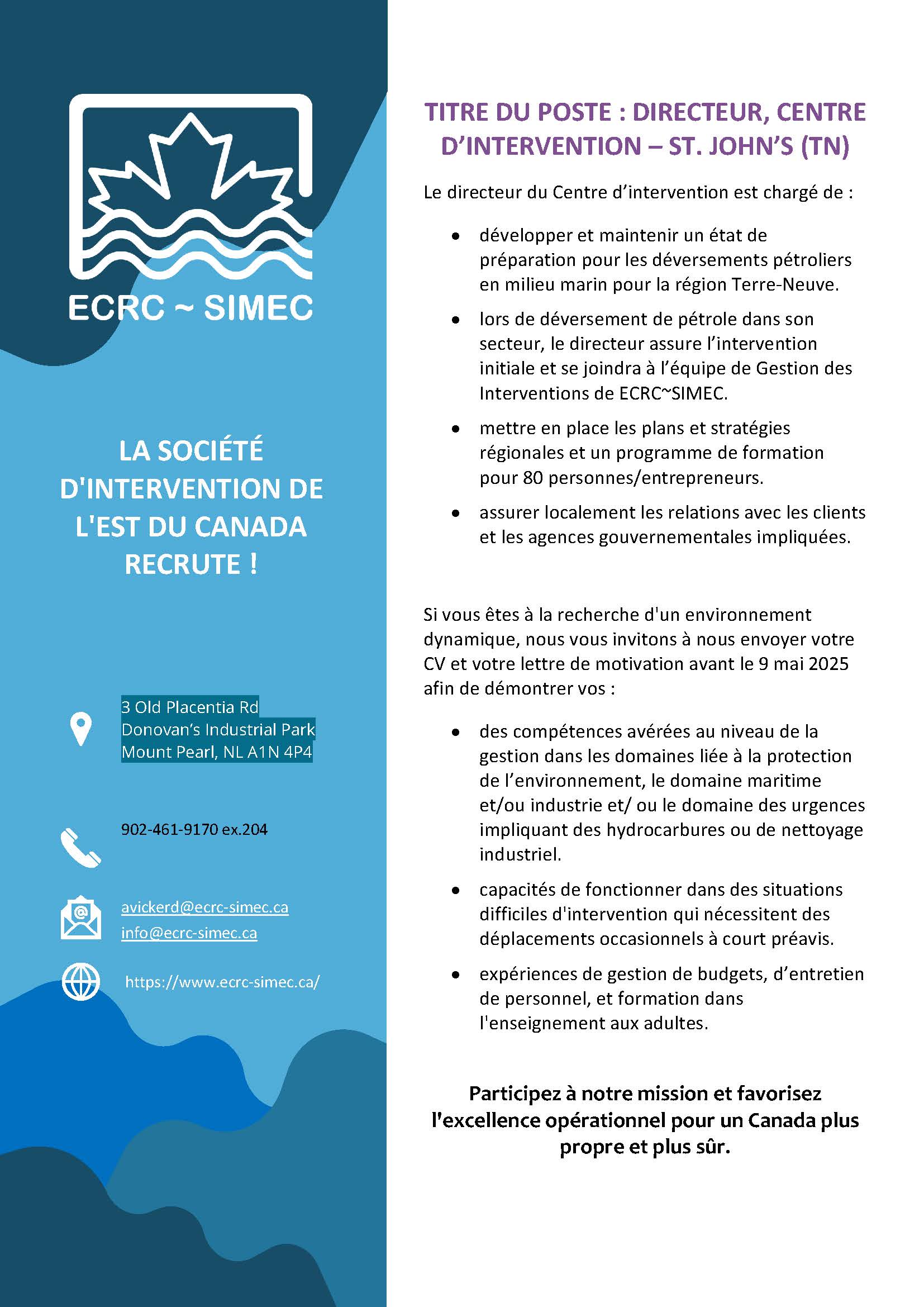 Directeur, Centre d’intervention