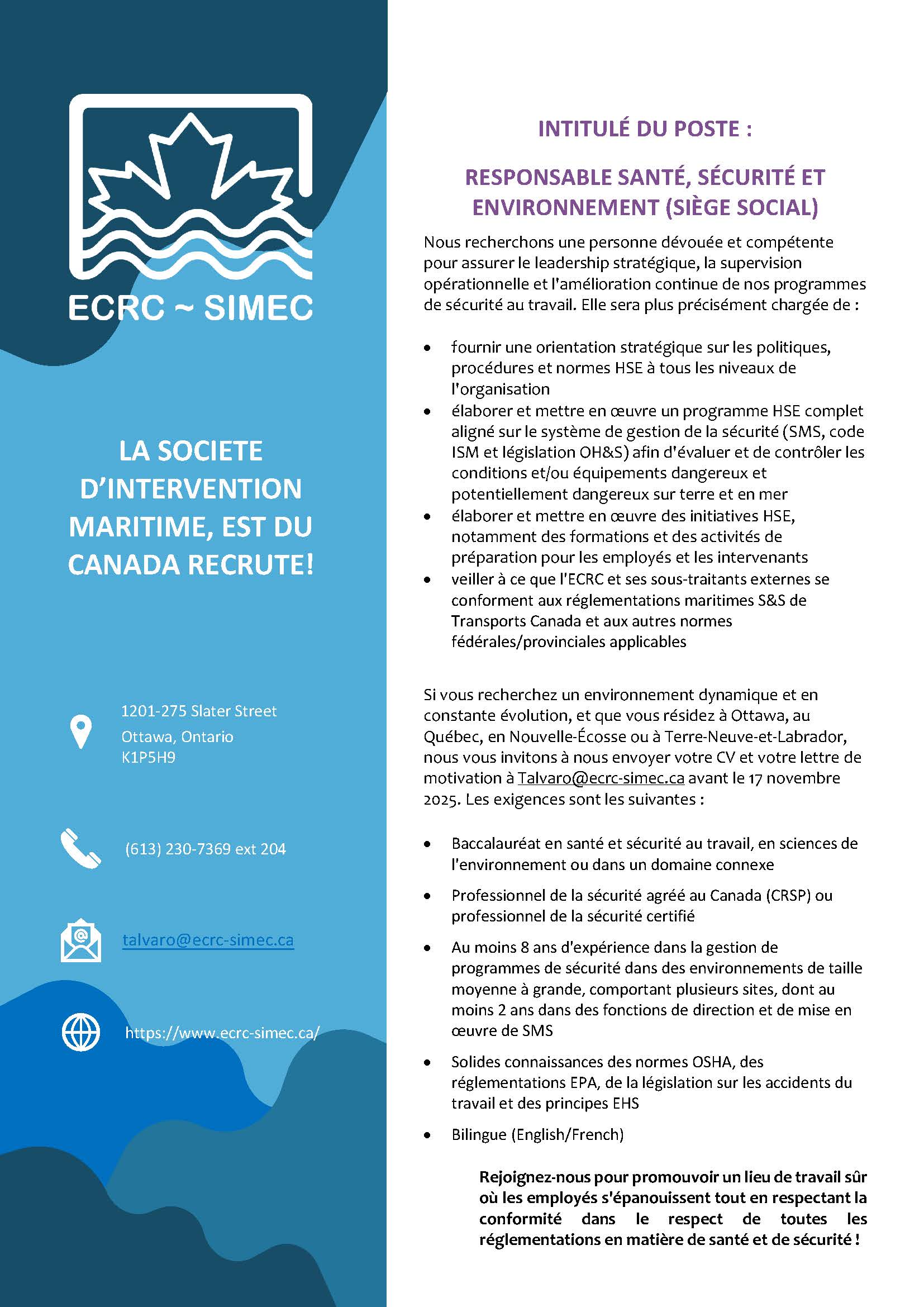 Responsable santé, sécurité et environnement