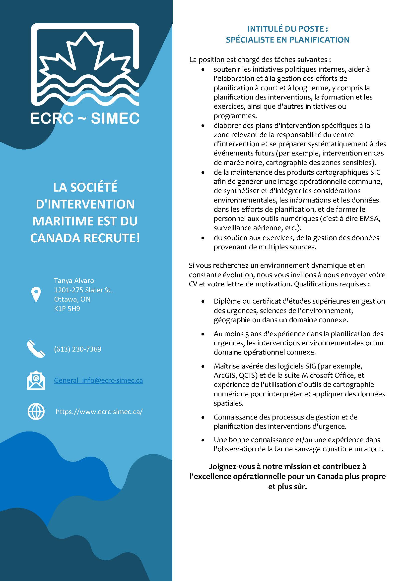 Spécialiste en planification