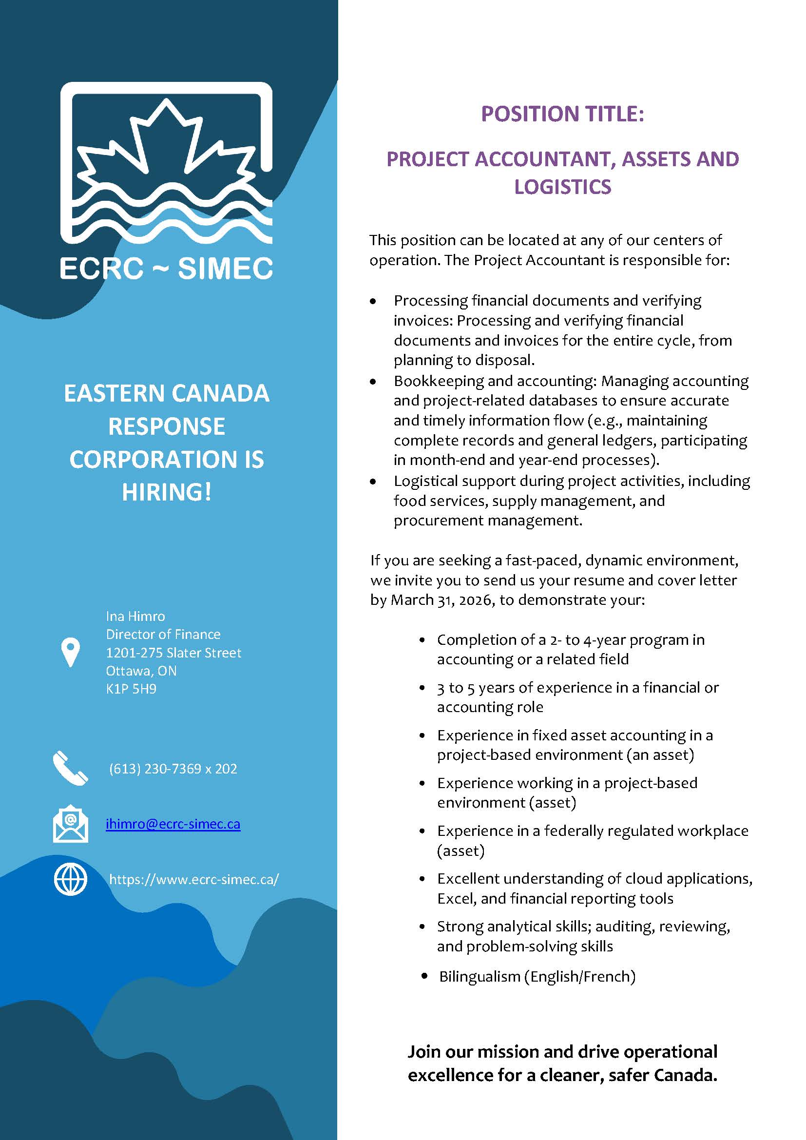 Project Accountant, Assets and Logistics